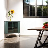 Mobilier de maison moderne Meuble de rangement d'angle en métal avec porte en verre trempé pour cuisine, salle à manger, salon, hôtel, salle de bain