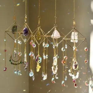 Wholesale Natural Crystal Handmade Hanging Sun Catcher Crystal Sun Catchers Hanging Suncatche Prism Rainbowmaker Diy