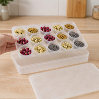 Boîte à thé en PP Yunuoxi 28,6x18x4cm avec 15 pots en plastique, organisateur de rangement pour thé, boîte à épices, vente en gros d'usine