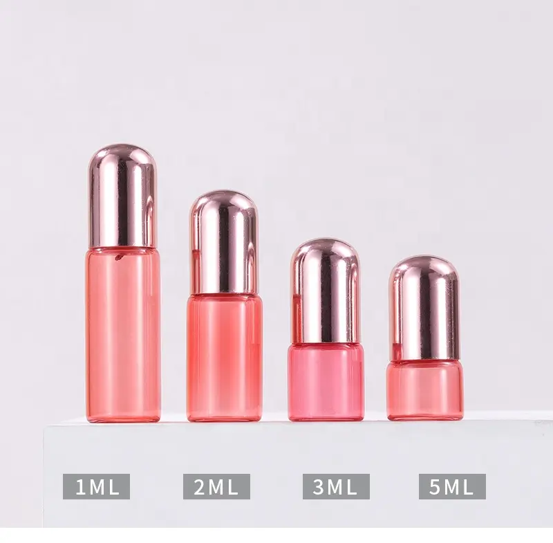 Lager 1ml 2ml 3ml 5ml Rolle auf Glasflasche mit Roségold Rosa Silber Gold Fläschchen Elektro platie Roller Flaschen für ätherisches Öl