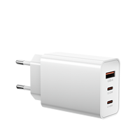 Chargeur GaN 65W EU OEM ODM 2 ports Type-C USB-A 3 ports PD3.0 QC Charge rapide Chargeur de voyage Charge simultanée de plusieurs appareils