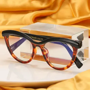 MS 97565 Woman Fashion Round Eyeglasses TR90+CP Eyewear Optical Anti-Blue Light Glasses Frame Colorful Design Custom Logo