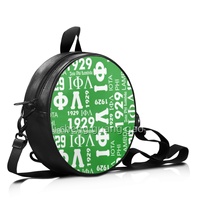 Sac à main rond pour femme en PU, personnalisé Iota Phi Lambda, design tendance avec lettres grecques, sac de week-end rond