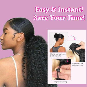 Couleur naturelle <span class=keywords><strong>Afro</strong></span> Kinky Curly Griffe Clip en queue <span class=keywords><strong>de</strong></span> <span class=keywords><strong>cheval</strong></span> Vietnamien Raw Virgin 100% Extension <span class=keywords><strong>de</strong></span> cheveux humains Full Ponytails pour dames - Product Image 5