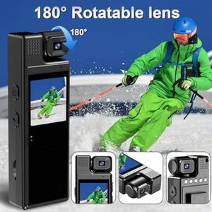 Camera cơ thể di động Ghi hình <span class=keywords><strong>video</strong></span> 1080P 180 °   Máy quay <span class=keywords><strong>video</strong></span> FHD có ống kính xoay Ghi hình vòng lặp cho người dân CMOS - Product Image 3