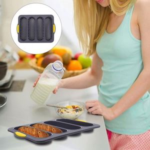 Silicone Baguette Pan, Nonstick French Bread Mold Perforated Pan 4 Wave Loaves, Baking Liners Mat Oven <b>Toaster</b> Loaf BakingTray - Product Image 6