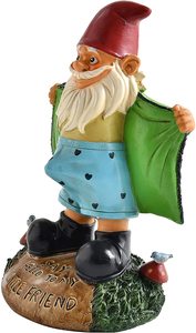 Polyresin/Resina Pervertito Giardino Gnome Figure: Gnome Lampeggia biglietto di Auguri - Product Image 3