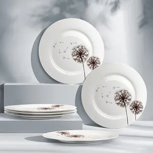 Керамические тарелки под заказ для свадьбы, тарелки с ободком из белого золота, круглые фарфоровые тарелки