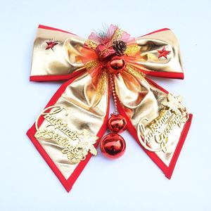 Adornos navideños Lazos rojos dorados Lazos navideños pequeños y grandes con purpurina Bowknots para adornos colgantes de árboles de Navidad - Product Image 1