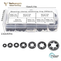 Assortiment de bagues de retenue pour roulements, 280 pièces, M3 M4 M5 M6 M8 M10 M12, rondelles en acier oxydé noir