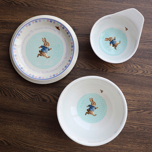 Bol en porcelaine de style nordique écologique avec un motif de lapin mignon, tasses à thé et soucoupes - Product Image 1