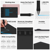 Tablette graphique Huion H641P pour le dessin et la conception artistique, petite taille, avec stylet tactile