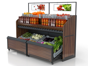 <span class=keywords><strong>Estantes</strong></span> de exhibición de <span class=keywords><strong>PVC</strong></span> para verduras y frutas, calidad alimentaria, <span class=keywords><strong>con</strong></span> decoración de madera y cajón - Product Image 6