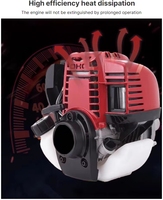 Tondeuse à gazon à dos à essence 58 cm³ à moteur 4 temps, système à 3 lames, multidirectionnelle, moteur 6000 W, boîte de vitesses haute performance