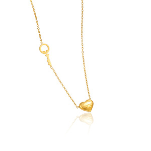 Collar con Llave y Corazón, Collar de Acero Inoxidable Chapado en Oro de 18k, Joyería de Moda Sencilla para Mujeres y Niñas - Product Image 2
