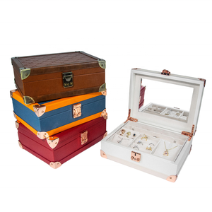 FORTE - Estuche de Joyería de Piel Sintética con Logotipo Personalizado, Grande, de 3 Niveles, con Cierre, Color Rojo, para Collares, Anillos, Pendientes, Regalo de Boda, con Cerradura - Product Image 1