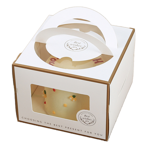 Caja de Embalaje para Pasteles Soufflé, Dulces, Pizza y Otros Alimentos, Fácil de Transportar, Económica, Personalizada con Asa y Logotipo - Product Image 1