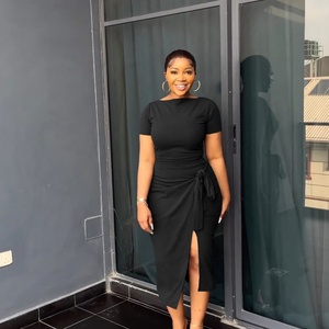 ชุดเซ็ตกระโปรงลำลองสองชิ้นสำหรับผู้หญิงมาใหม่สำหรับฤดูร้อน สีพื้น เดรสยาวปานกลาง เอวธรรมชาติ ผ้าทอแบบพันรอบตัว ไซส์ S - Product Image 6