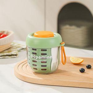 Boîte à lunch moderne pour fruits et légumes, coupe à salade portable, boîte de pique-nique, récipient à sauce, double couche, capacité 301-500ML - Product Image 6