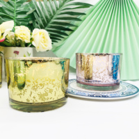 Bougie parfumée de luxe multicolore, pot en verre doré, de qualité, pour la cire de soja, 3 brin, vente en gros, usine