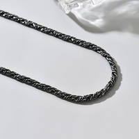 Collar de Cadena de Eslabones de Acero Inoxidable Galvanizado con Cuerda Trenzada, Estilo Retro Simple Europeo Americano, para Hombre, Ideal para Fiestas