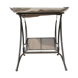 Sedia a Dondolo da Giardino Contemporanea per 2 Persone con Tettuccio, Telaio in Ferro e Tessuto in Poliestere - Product Image 2