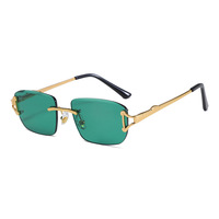 Nouvelles lunettes de soleil sans monture, tendance de la mode, monture carrée en métal, petite taille, protection UV400, style européen et américain, lunettes de soleil pour hommes et femmes