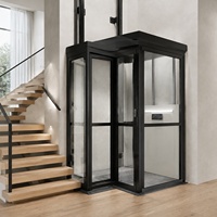 Ascenseur hydraulique semi-cabine en forme de L, plateforme élévatrice partiellement fermée pour villa résidentielle, destiné aux maisons privées
