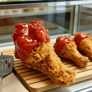 Modelo de exhibición de comida rápida de plástico ecológico con sabor a salsa de tomate y BBQ Orleans para pollo frito (pierna y ala), tipo media película - Product Image 3