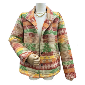2025 nouveau <span class=keywords><strong>Style</strong></span> femmes veste en laine motif aztèque personnalisé pour automne hiver bouton respirant décoré prix de gros - Product Image 1