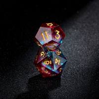 7 dés polyédriques uniques en nébuleuse liquide irisée pour jeux de rôle et divertissement en soirée