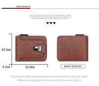 Dompet Kulit PU Pendek Pria Vintage Terbaru dengan Ritsleting dan Kancing Pengunci, Dompet Kartu Pria Berkapasitas Besar