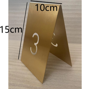 Pure Brass <b>Table</b> Number <b>Card</b> 6in Rectangle Double Sided Durable Modern Design For Restaurants - Product Image 2