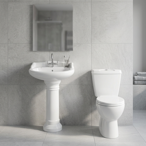 Ensemble Offre Spéciale de toilette en céramique deux pièces au sol et lavabo sur pied Combo-Sanitaire de salle de bain - Product Image 5