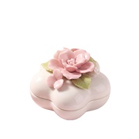 Vente directe d'usine, boîte à bijoux en céramique créative faite à la main en forme de fleur, motif camélia/rose, design minimaliste moderne