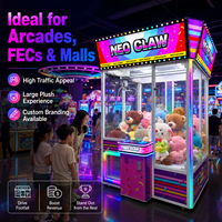 Neofuns Giant Neo Claw Machine à grue à monnaie robuste de 600kg Machine d'arcade à grand prix en peluche arc-en-ciel LED