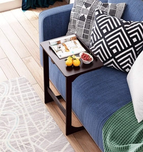 Bandeja de TV lateral de sofá ajustable de bambú, mesa auxiliar de café en forma de C, escritorio para ordenador portátil - Product Image 6