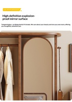 Porte-manteau en bois avec miroir intégré et armoire de rangement rotative pour chambre à coucher, mobilier de maison