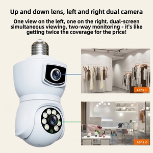 Caméra ampoule V380 à double objectif avec capteur CMOS, surveillance domestique WiFi, caméra de sécurité extérieure sans fil HD double vue avec stockage cloud - Product Image 5