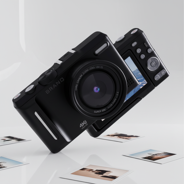 4K Compact Mirrorless Digital Camera with Rotatable Flip Screen 50MP 18X Zoom 8+ Filters Type-C SD Card 2000mAh Battery RoHS