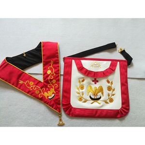 Round Edging Scottish Rite Machine Embroidered Scottish Apron Rose Croix 18 Degree Apron - Product Image 3