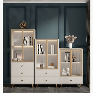 HMHF Drawer Cabinet for Bedroom/Living Room, Light Luxury Modern and Simple Glass <b>Bookcase</b> and Storage Cabinet Integrated - Product Image 4