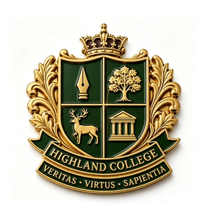 Emblema del Colegio Highland, Chapado en Oro, Latón, 3D, Esmalte Duro en Relieve, Artículo Coleccionable - Product Image 4