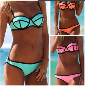 Bikini bandeau <span class=keywords><strong>de</strong></span> haute qualité, nouveau, uni, taille haute, dos nu, sexy, respirant, <span class=keywords><strong>maillot</strong></span> <span class=keywords><strong>de</strong></span> <span class=keywords><strong>bain</strong></span> une pièce, produits en promotion - Product Image 2