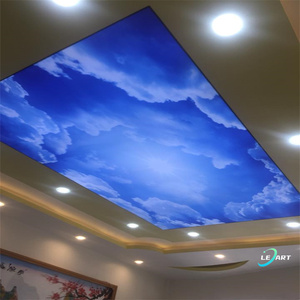 Materiales de Acabado Interior, Techo Tensado con Impresión UV 3D de <span class=keywords><strong>Cielo</strong></span> Azul con Nubes Blancas, Paneles de Yeso Suspendidos - Product Image 1