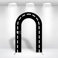 Support de toile de fond en métal de 32 mm à arche ouverte, cadre de porte détachable avec housse personnalisée double face pour location de photomaton de mariage et de fête