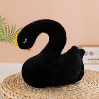 Vente directe d'usine, peluche cygne noir et blanc, peluche cygne mignon aux yeux fermés avec couronne jaune pour décorations de la Saint-Valentin