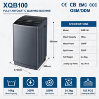 Lave-linge séchant électrique tout-en-un 10 kg certifié CE CB, classe d'efficacité énergétique élevée, haute efficacité, automatique