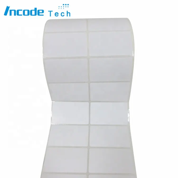 Etiqueta adhesiva lisa en blanco y blanco para impresora térmica godex TSC, venta al por mayor