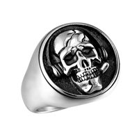 Cincin Perhiasan Fashion Baja Tahan Karat Tengkorak Dominan Gaya Hip Hop Punk Gothic untuk Pria Produsen Grosir Hadiah Ulang Tahun